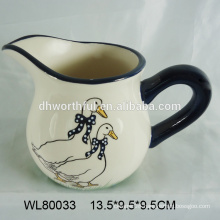 Personalized decal design ceramic water jug,ceramic milk jug with duck pattern
